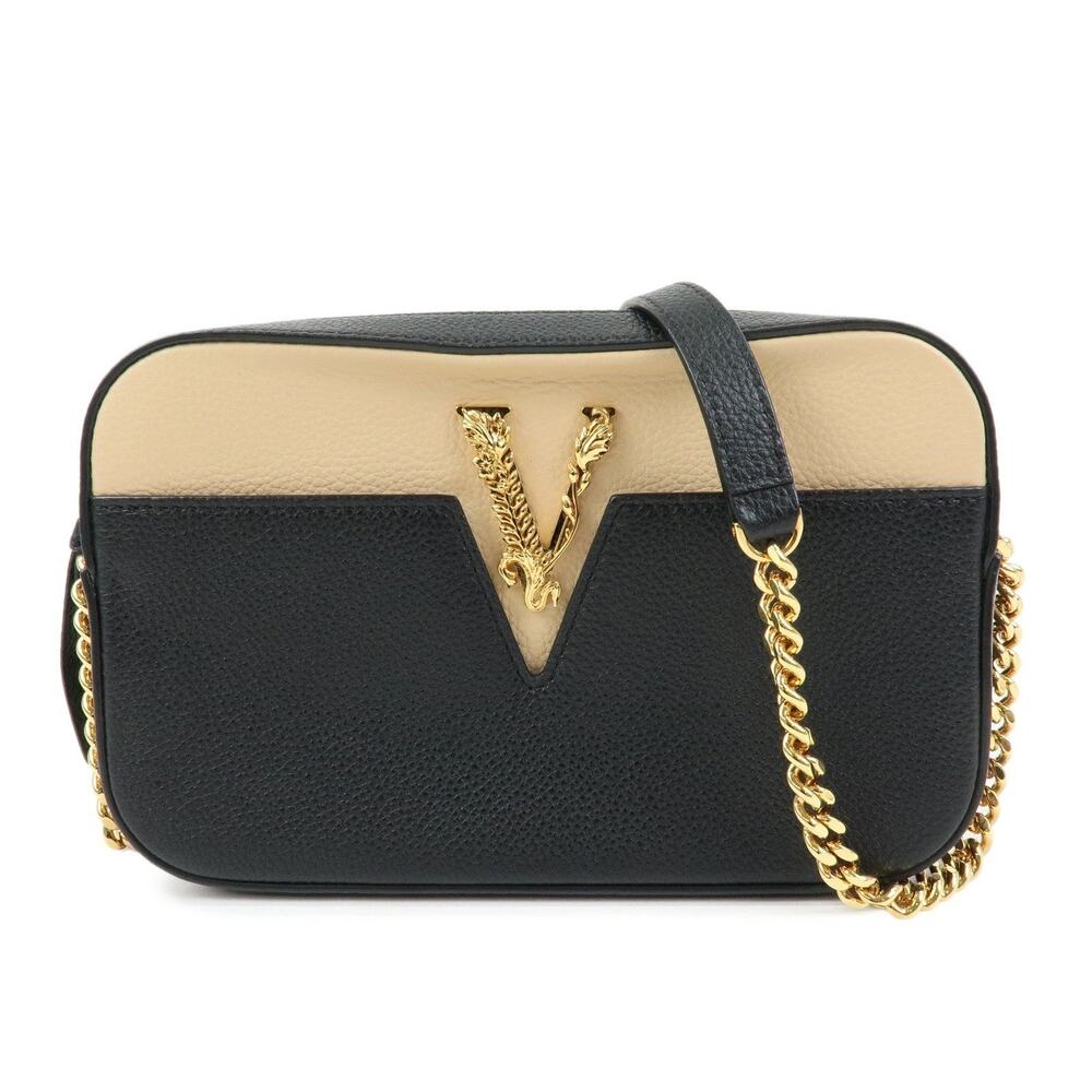 Versace Virtus Leather Crossbody Bag Black